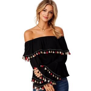 Altar'd State Boho Tassel Blouse + Urban Outfitters Choker Size S | 2 Piece Set